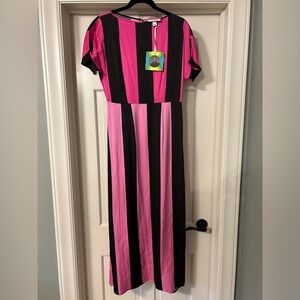NWT CHRISTOPHER JOHN ROGERS pink and black striped dress size 4